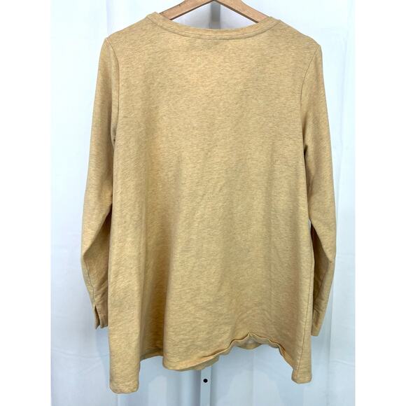 LOGO Lounge XL Lori Goldstein Pullover V-Neck Sweatshirt Top with Pocket Yellow - Picture 2 of 9